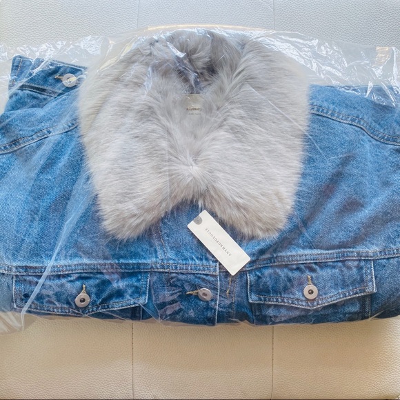 ANTHROPOLOGIE PILCRO FAUX FUR COLLAR DENIM JACKET - Picture 7 of 8